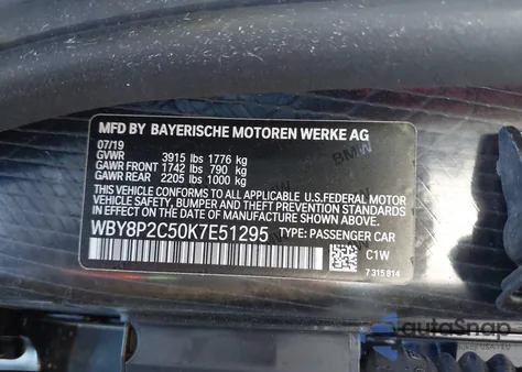 2019 BMW I3 120Ah из США, поврежденный, VIN WBY8P2C50K7E51295